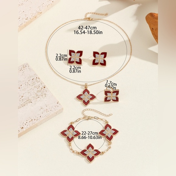 Fashion Jewelry Flower Design FOUR PIECE FULL SET - Picture 4 of 5